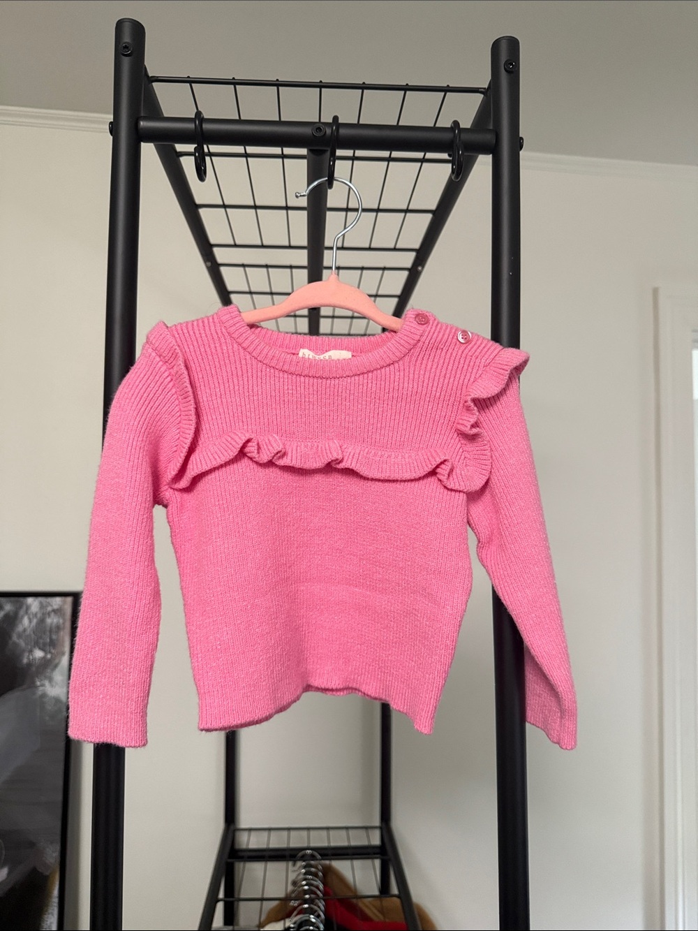btween Pink Ruffle Knit Sweater Top
